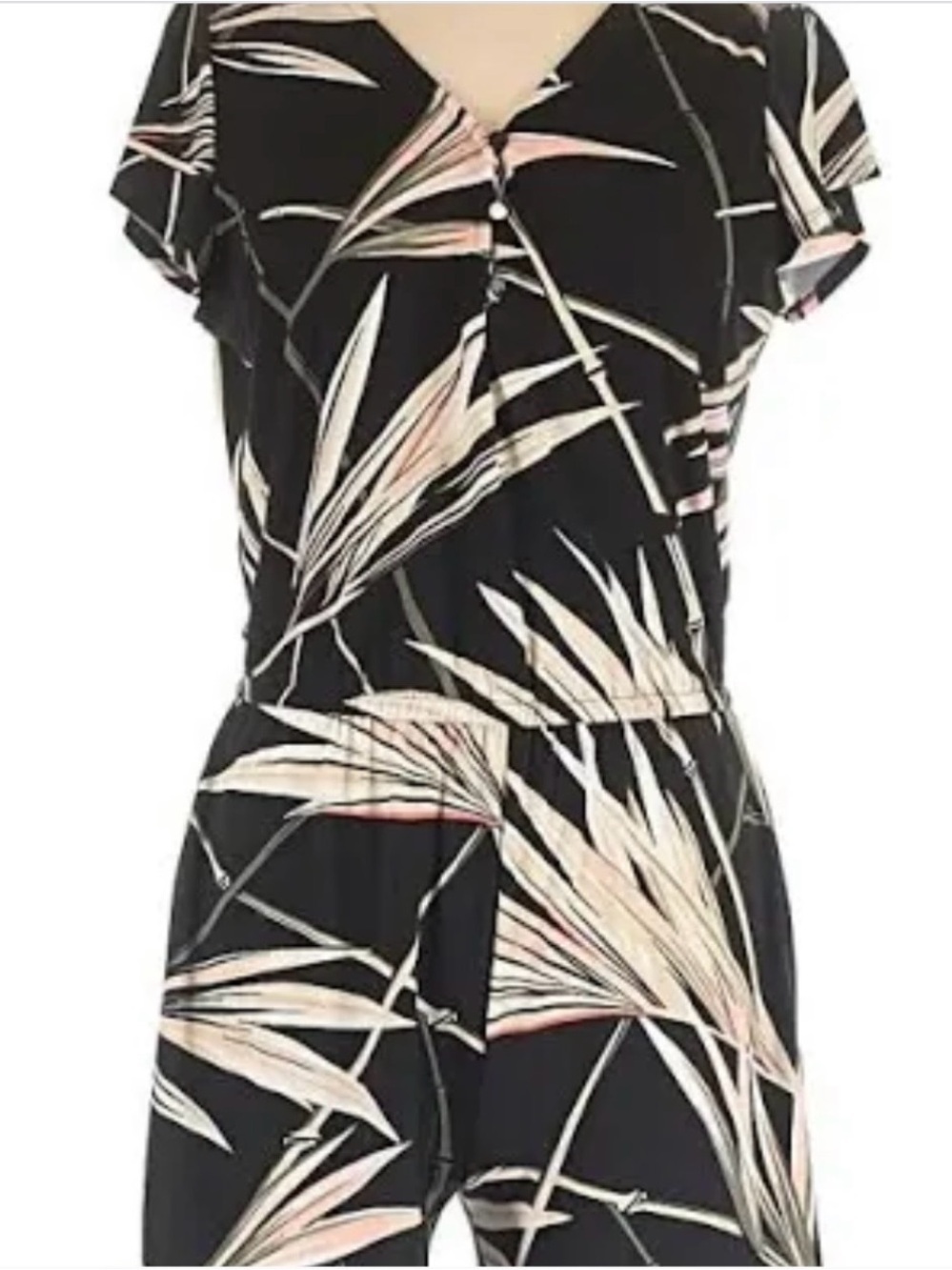 White House Black Market WHBM Leaf Print Romper Jumper Sz XS